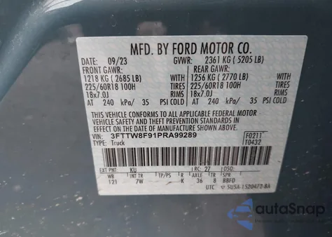 2023 Ford Maverick Xlt z USA, uszkodzony, nr VIN 3FTTW8F91PRA99289